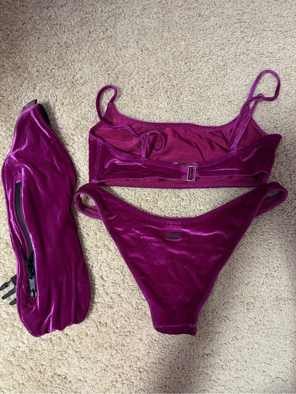 triangl swimwear Magenta Velvet Bikini Set